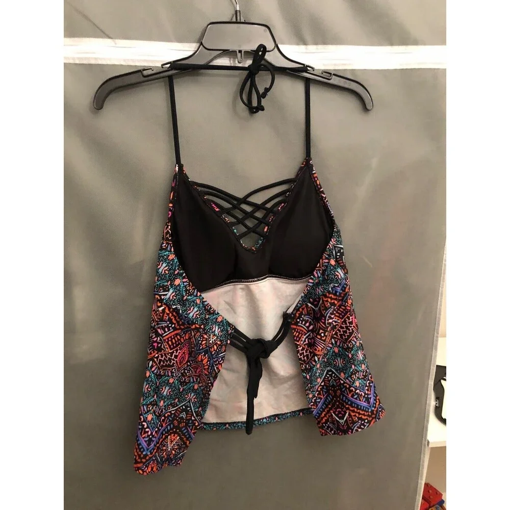 Arizona Brand Halter‎ Swim Top XL Juniors Multi-color Geometric Beach Summer Fun